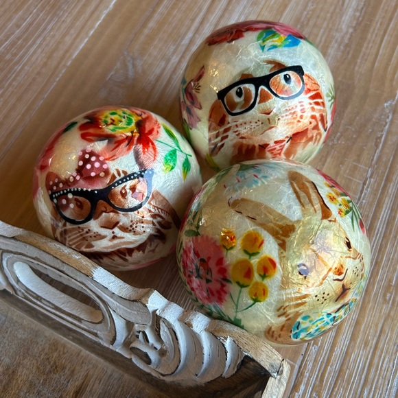 Other - 3 Decorative Bunny Flower Balls / Orbs